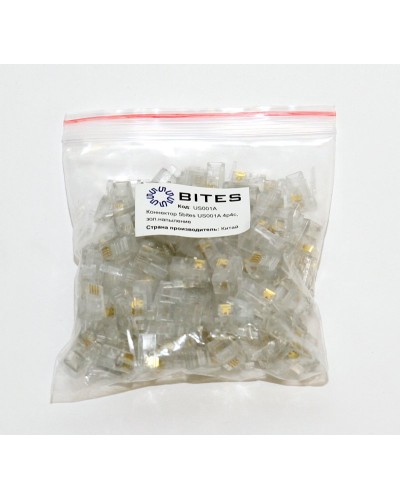 US010A (100шт). Телефонный разъем 4P4C (RJ-11). 5bites в Томске