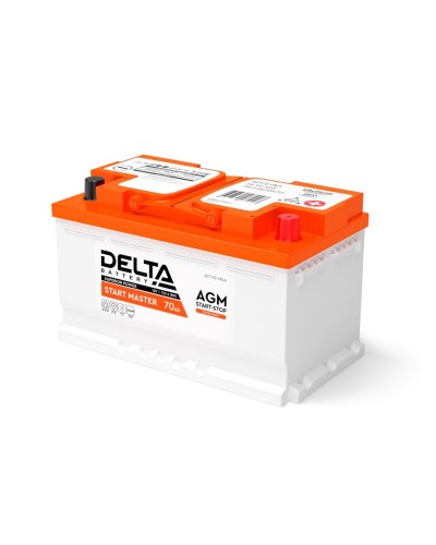 Delta START MASTER AGM 1270 (70 Ah). Аккумулятор автомобильный герметичный свинцово-кислотный. Delta в Томске