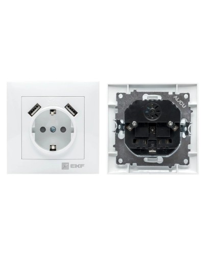 Валенсия розетка 1-местная с/з 16А (EWR16-028-10-2USB). Розетка 1-местная с/з 16А. EKF в Томске