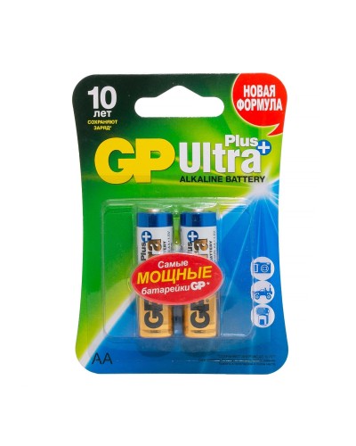 GP Ultra Plus Alkaline 15A AA (GP 15AUP-2CR2), упак. 2 шт. БЛИСТЕР. Алкалиновые батарейки. GP Batteries в Томске