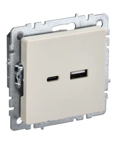 Розетка USB A+C 18Вт РЮ11-1-БрКр бежевый BRITE (BR-U22-018-K10). Розетка USB. IEK в Томске