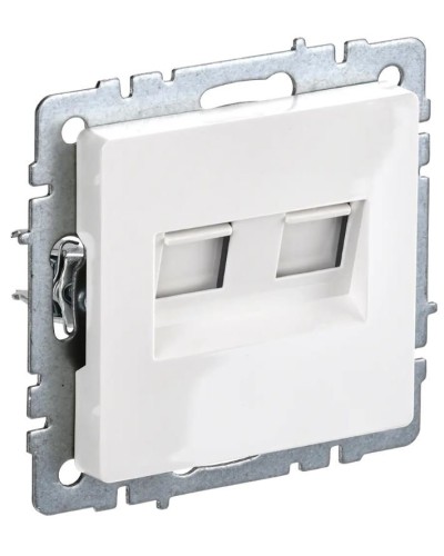 Розетка RJ11+RJ45 РК/Т12-БрБ белая BRITE (BR-KT20-O-1-K01). Розетка двойная. IEK в Томске