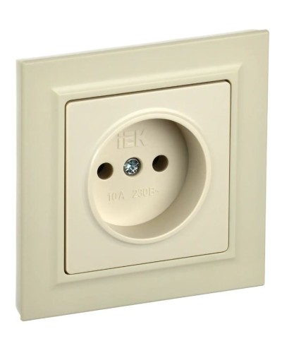 Розетка без з/к РС10-1-0-БрКр бежевый BRITE (BR-R10-10-K10). Розетка без заземления без защитных шторок. IEK в Томске