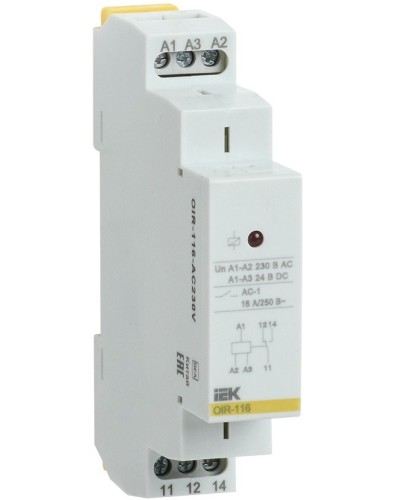 Реле промежуточное модульное OIR 1 контакт 16А 230В AC (OIR-116-AC230V). Реле промежуточное модульное. IEK в Томске