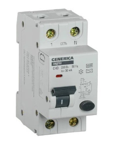 GENERICA АВДТ 32 C40 2Р 30мА (MAD25-5-040-C-30). Автоматический выключатель дифференциального тока. IEK в Томске