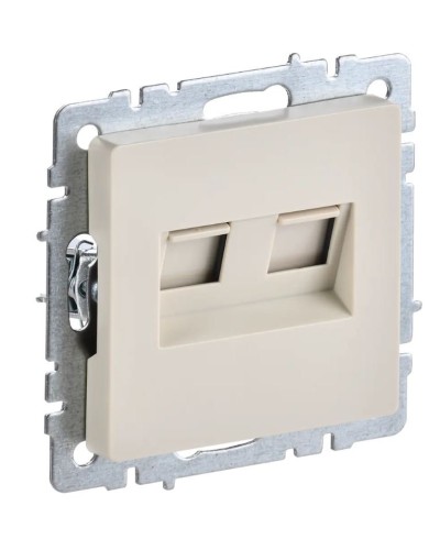 Розетка RJ45 РК10-2-БрКр кат.5E, бежевый BRITE (BR-K20-1-K10). Розетка компьютерная двойная. IEK в Томске