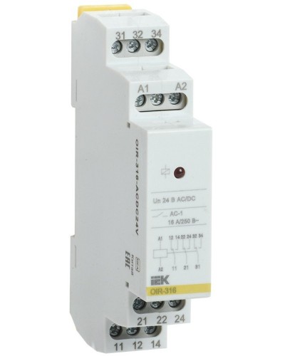 Реле промежуточное модульное OIR 3 контакта 16А 24В AC/DC (OIR-316-ACDC24V). Реле промежуточное модульное. IEK в Томске