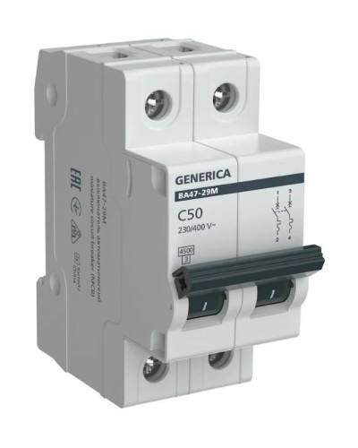 GENERICA ВА47-29М 2P C 50А 4,5кА (MVA21-2-050-C-G). Автоматический выключатель. IEK в Томске