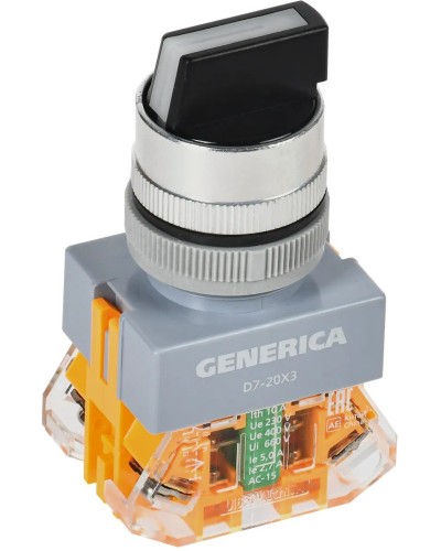 Переключатель D7-20X3 на 3 положения черный GENERICA (BSW50-20X3-3-21-3-K02-G). Переключатель. IEK в Томске