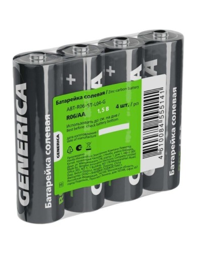 Батарейка солевая R06/AA GENERICA (4 шт) (ABT-R06-ST-L04-G). Батарейка солевая. IEK в Томске