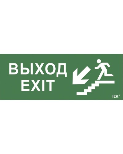 Самоклеящаяся этикетка Выход/лестница вниз/фигура (LPC10-1-24-09-VLVNF). Самоклеящаяся этикетка 240х90 мм. IEK в Томске