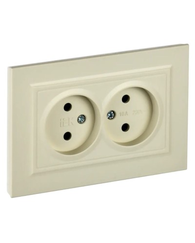Розетка 2-местная без з/к РС12-2-БрКр бежевый BRITE (BR-R20-10-K10-F). Розетка без заземления без защитных шторок в сборе. IEK в Томске