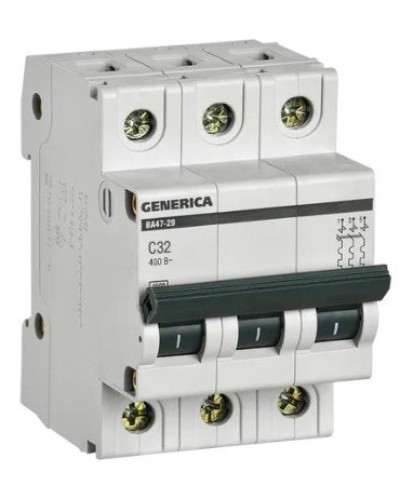 GENERICA ВА47-29 3P C 32А 4,5кА (MVA25-3-032-C). Автоматический выключатель. IEK в Томске
