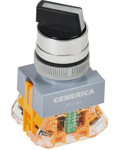 Переключатель D7-11X2 на 2 положения черный GENERICA (BSW50-11X2-3-21-2-K02-G). Переключатель. IEK в Томске
