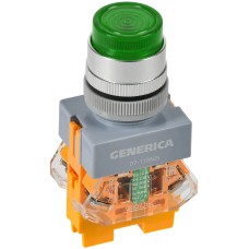 Кнопка D7-11DNZS d=22мм зеленая GENERICA (BBT50-11DNZS-3-11-K06-G). Кнопка управления с подсветкой и фиксацией. IEK