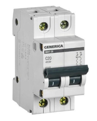 GENERICA ВА47-29 2P C 20А 4,5кА (MVA25-2-020-C). Автоматический выключатель. IEK в Томске