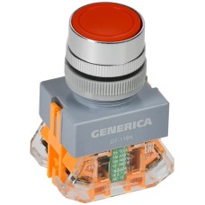 Кнопка D7-11BN d=22мм красная GENERICA (BBT50-11BN-3-22-K04-G). Кнопка управления. IEK