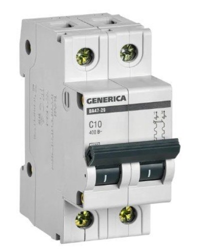 GENERICA ВА47-29 2P C 10А 4,5кА (MVA25-2-010-C). Автоматический выключатель. IEK в Томске