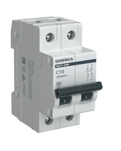 GENERICA ВА47-29М 2P C 10А 4,5кА (MVA21-2-010-C-G). Автоматический выключатель. IEK в Томске