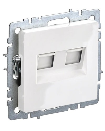 Розетка RJ45 РК10-2-БрБ кат.5E, белая BRITE (BR-K20-1-K01). Розетка компьютерная двойная. IEK в Томске