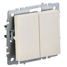 Выключатель 2-клавишный проходной ВС10-2-6-БрКр бежевый BRITE (BR-V22-0-10-K10). Выключатель. IEK