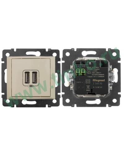 Розетка Valena двойная, USB, слоновая кость (774170). Розетка. LegranD в Томске