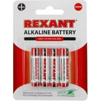 Алкалиновая батарейка AAA/LR03 1,5 V 4 шт. блистер (30-1012). Элемент питания. Rexant