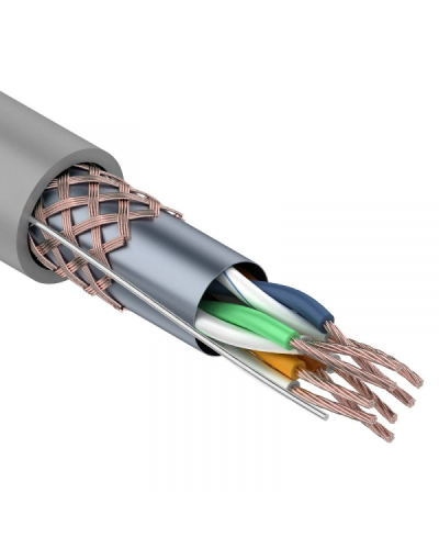 SF/UTP, CAT 5e, PVC, 4PR, 24AWG, INDOOR, STRANDED, серый, 305м, REXANT (01-0343). Кабель «витая пара» (LAN) для структурированных систем связи. Rexant в Томске