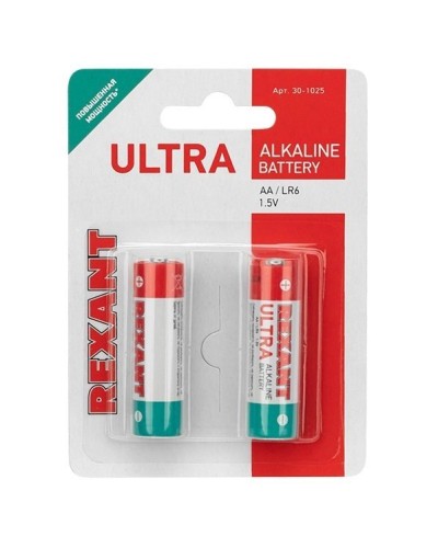Ультра алкалиновая батарейка AA/LR6 1,5 V 2 шт. блистер REXANT (30-1025). Элемент питания. Rexant в Томске