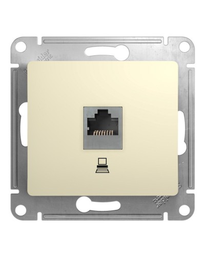 Glossa розетка RJ45 1-местная, кат. 5Е, скрытой установки, механизм, бежевый (GSL000281K). Розетка компьютерная. Systeme Electric в Томске