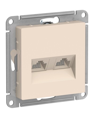 AtlasDesign розетка RJ45+RJ45, 2-местная, скрытой установки, механизм, бежевый (ATN000285). Розетка компьютерная. Systeme Electric в Томске