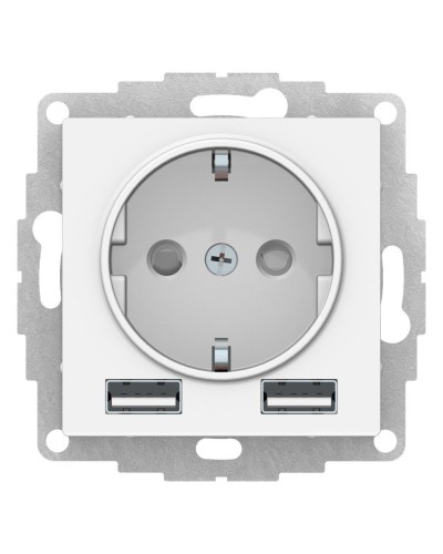 AtlasDesign розетка 1-местная с 2 USB A+A, скрытой установки, механизм, белый (ATN000130). Розетка с USB. Systeme Electric в Томске