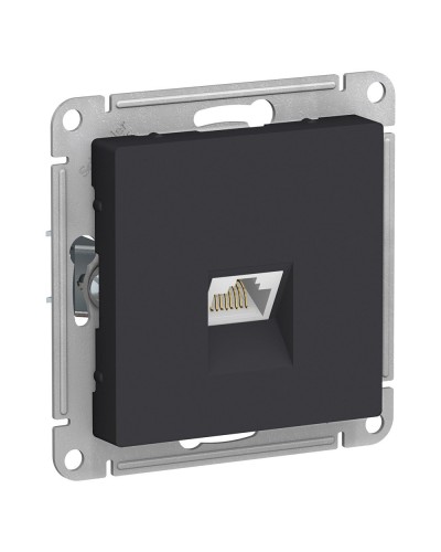 AtlasDesign розетка RJ45, кат. 5Е, 1-местная, скрытой установки, механизм, карбон (ATN001083). Розетка компьютерная. Systeme Electric в Томске