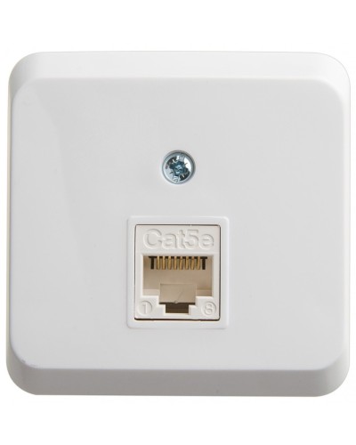 Этюд розетка RJ45 1-местная, кат. 5Е, открытой установки, белый (KOMA-001B). Розетка компьютерная. Systeme Electric в Томске