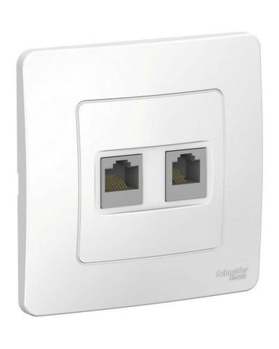 BLANCA розетка RJ45+RJ11 2-местная, кат. 5Е, скрытой установки, белый (BLNIS045111). Розетка компьютерная + телефонная. Systeme Electric в Томске