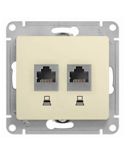 Glossa розетка RJ11+RJ45, 2-местная, кат. 5Е, скрытой установки, механизм, бежевый (GSL000285). Розетка компьютерная + телефонная. Systeme Electric в Томске