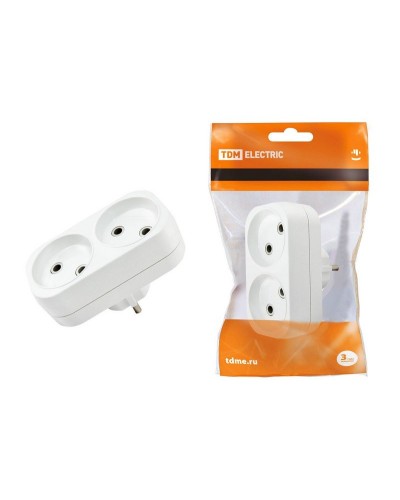Блок на 2 гнезда 2П б/з плоский 6А 250B TDM (SQ1806-0025). Розетка. TDM ЕLECTRIC в Томске