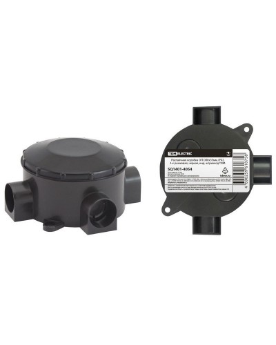 Распаячная коробка ОП D80х35мм, IP42, 3-х рожковая, черная TDM (SQ1401-4054). Распаячная коробка ОП. TDM ЕLECTRIC в Томске