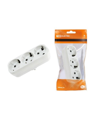 Блок на 3 гнезда 2П+З плоский 16А 250B TDM (SQ1806-0033). Розетка. TDM ЕLECTRIC в Томске