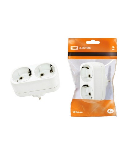 Блок на 2 гнезда 2П+З плоский 16А 250B TDM (SQ1806-0026). Розетка. TDM ЕLECTRIC в Томске