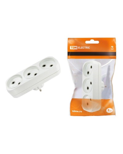 Блок на 3 гнезда 2П б/з плоский 6А 250B TDM (SQ1806-0027). Розетка. TDM ЕLECTRIC в Томске