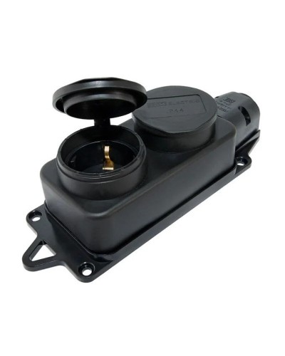 Розетка двухместная 2Р+РЕ 16А 250В IP44 (SQ0612-0037). Розетка двухместная с заглушками каучук. TDM ЕLECTRIC в Томске
