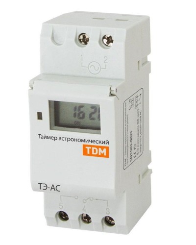 ТЭ-АС-1мин/24ч-8on/off-16А-DIN (астрономический) TDM (SQ1503-0023). Таймер электронный. TDM ЕLECTRIC в Томске