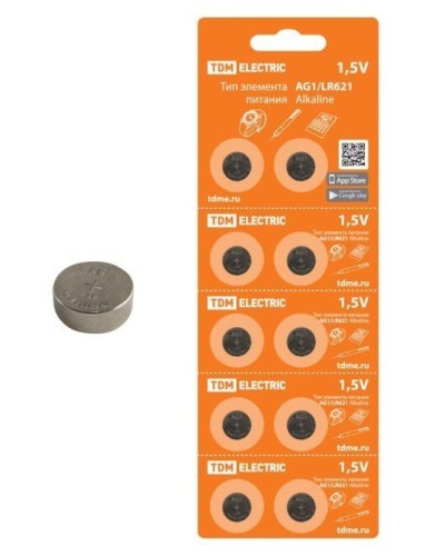 AG1/LR621 Alkaline 1,5V BP-10 TDM (SQ1702-0045). Элемент питания. TDM ЕLECTRIC в Томске