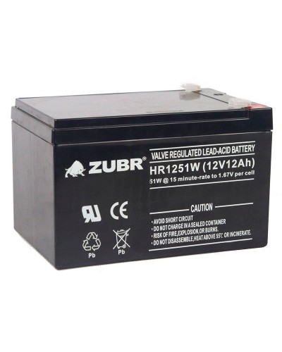 ZUBR HR 1251W (12V, 12Ah). Аккумулятор герметичный свинцово-кислотный. ZUBR в Томске