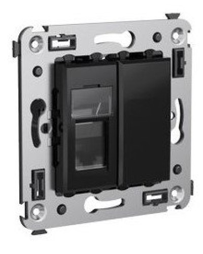 Розетка RJ-45 в стену Avanti одинарная черный квадрат (4402463). Розетка компьютерная. ДКС в Томске