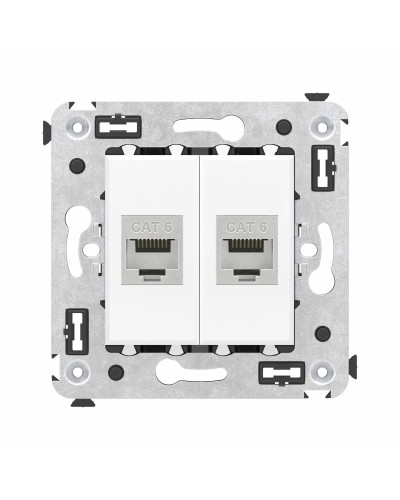 Розетка RJ-45 в стену, кат.6E, Avanti, двойная, белое облако (4400794). Розетка компьютерная модульная. ДКС в Томске