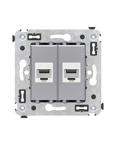 Розетка RJ-45 в стену, кат.5E, Avanti, двойная, закаленная сталь (4404664). Розетка компьютерная. ДКС в Томске