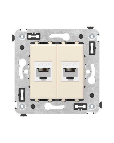 Розетка RJ-45 в стену, кат.5E, Avanti, двойная, ванильная дымка (4405664). Розетка компьютерная. ДКС в Томске