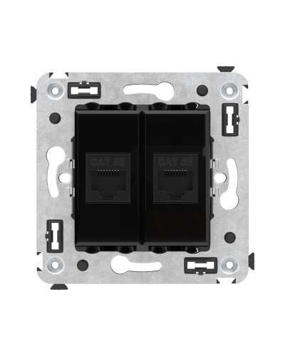 Розетка RJ-45 в стену, кат.5E, Avanti, двойная, черный квадрат (4402664). Розетка компьютерная. ДКС в Томске